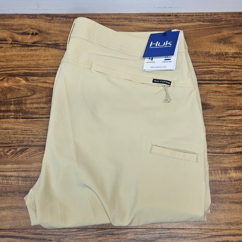 Huk Reserve Pants Mens 38 Khaki Performance Fishing Sun Proteotion